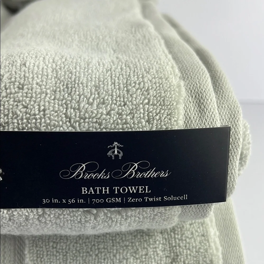 Brooks Brothers Bath Towel Set Gray Plush Premium Cotton Zero Twist Set of 8 NEW